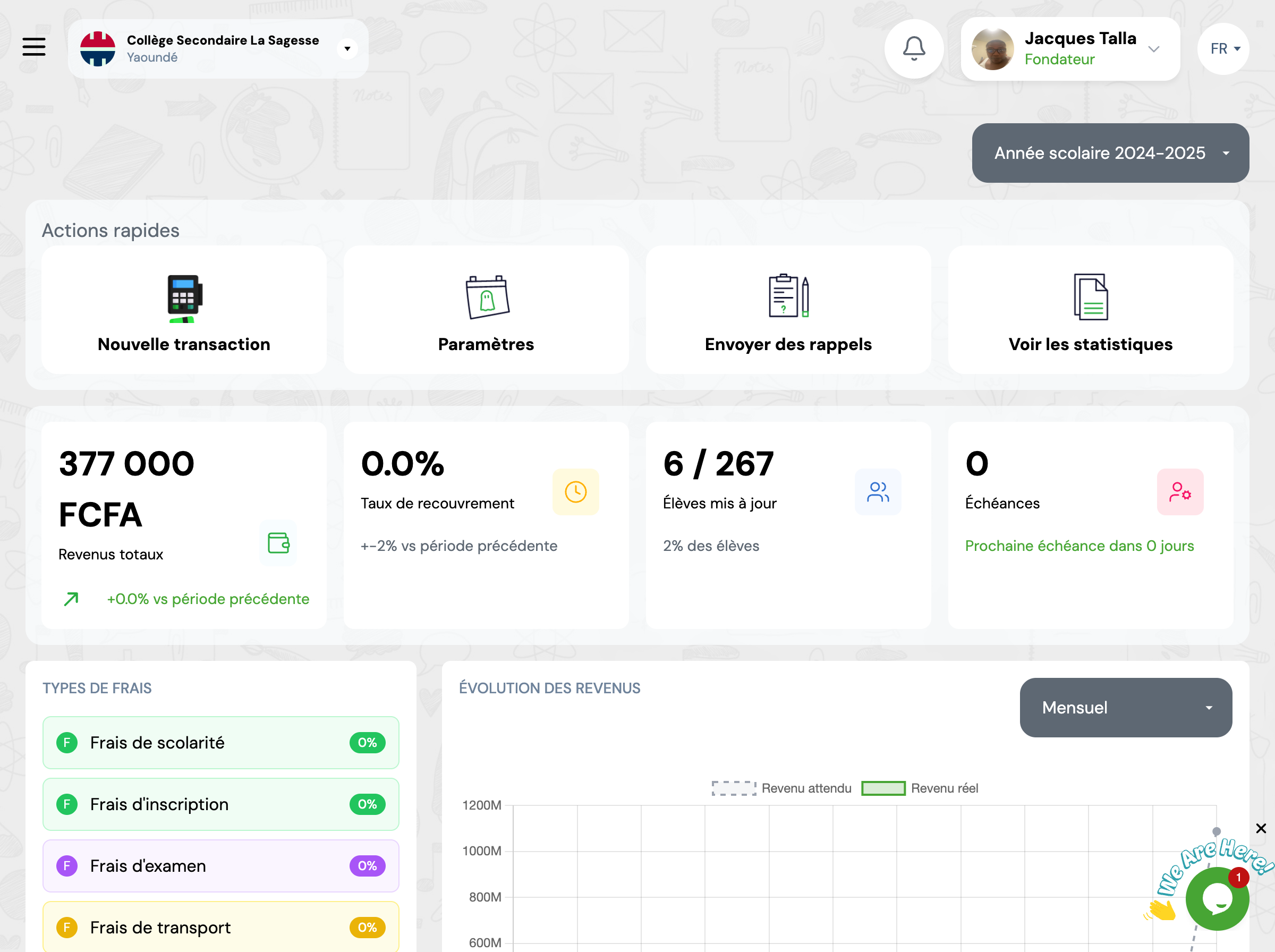 Tableau de bord Frais