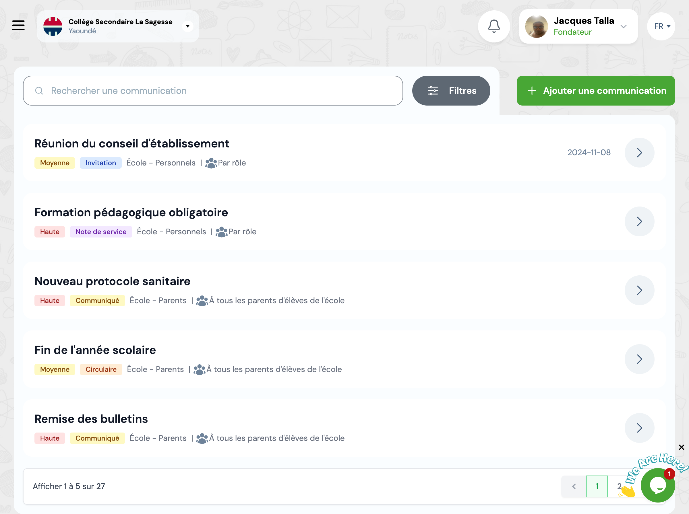 Liste des communications