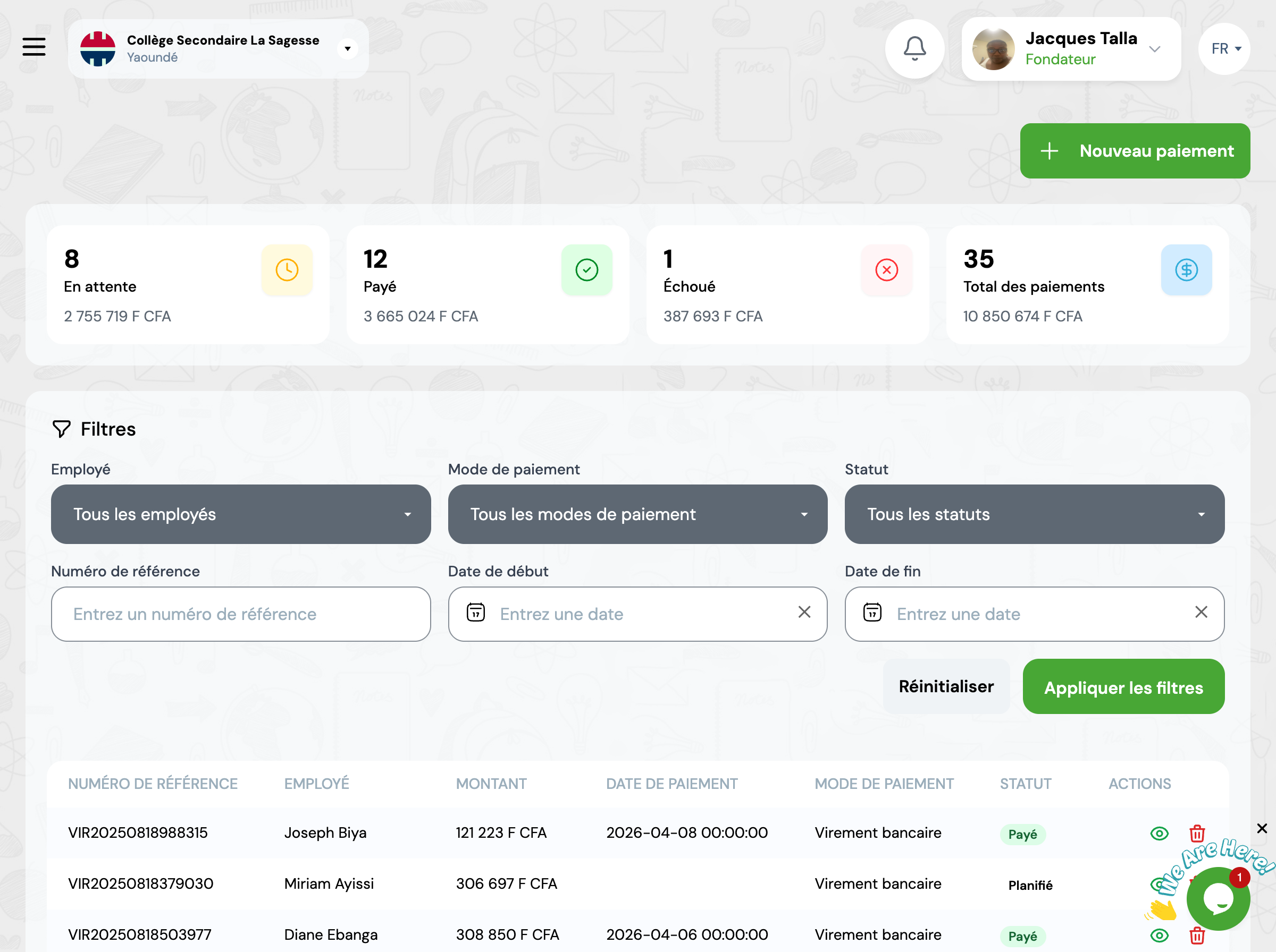 Paiements de salaires
