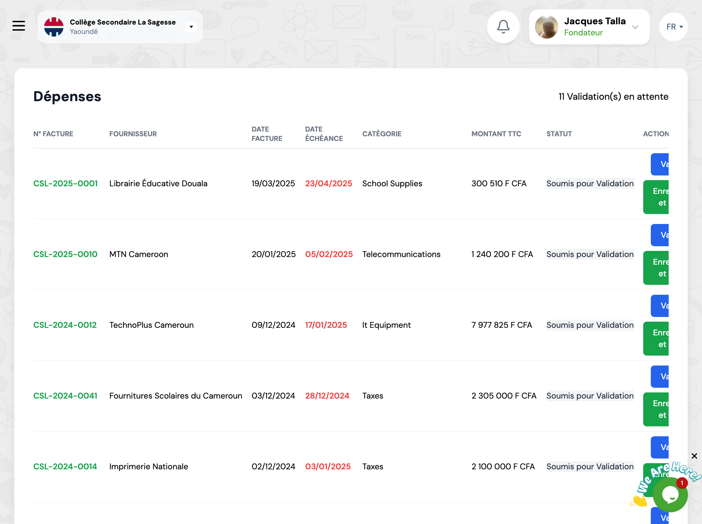 Validations en attente