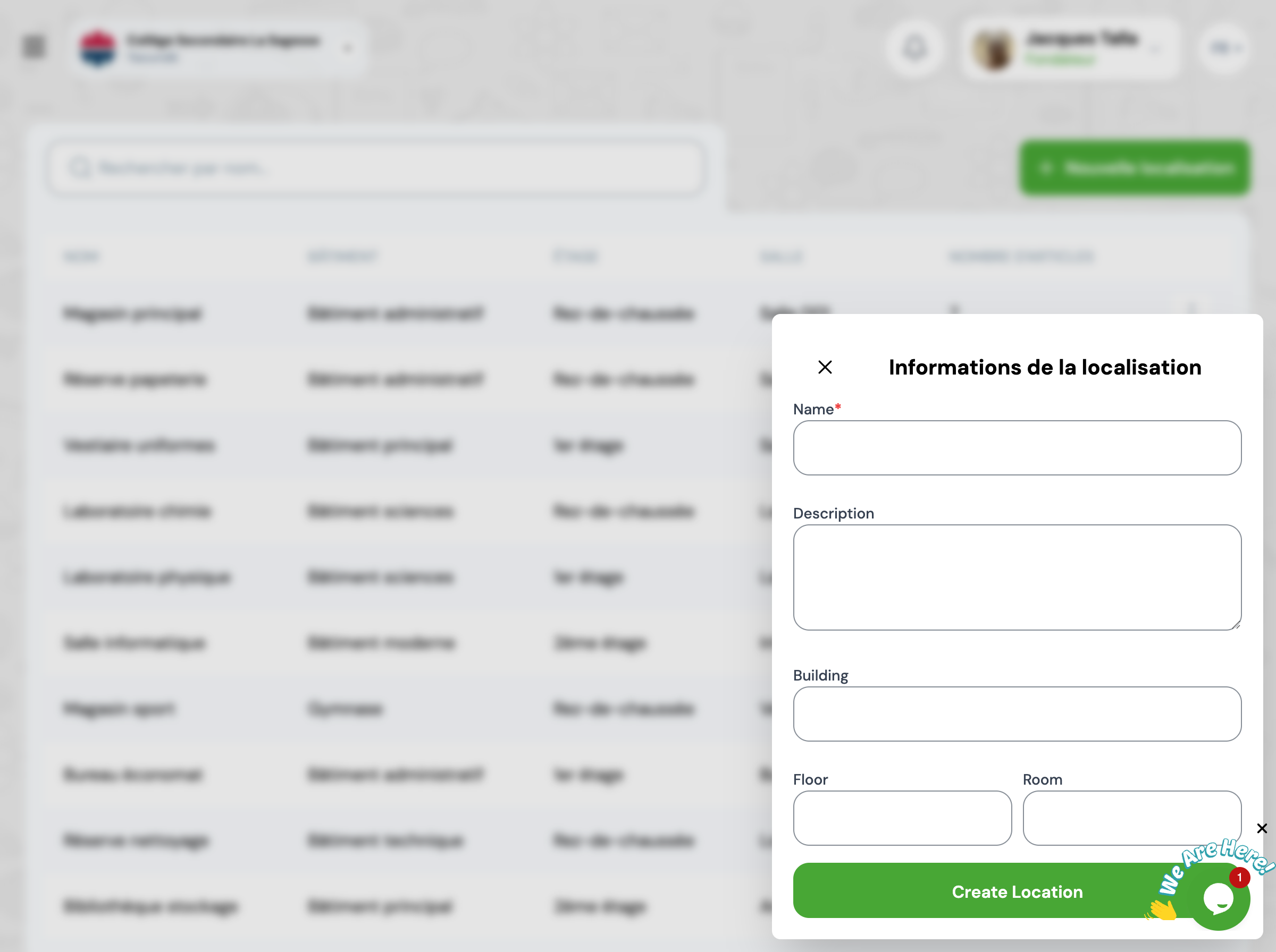 [CAPTURE D'ÉCRAN : Formulaire de création d'emplacement]