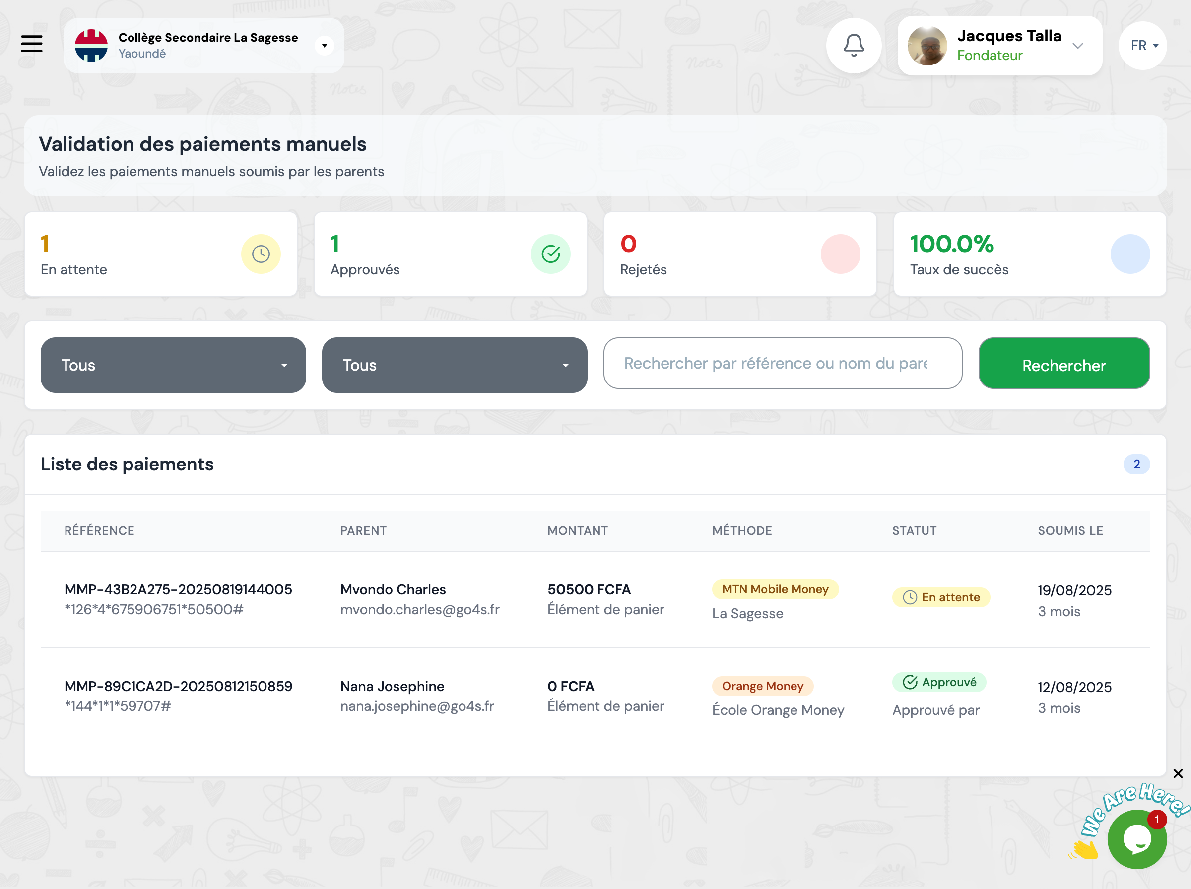 Validation des paiements manuels