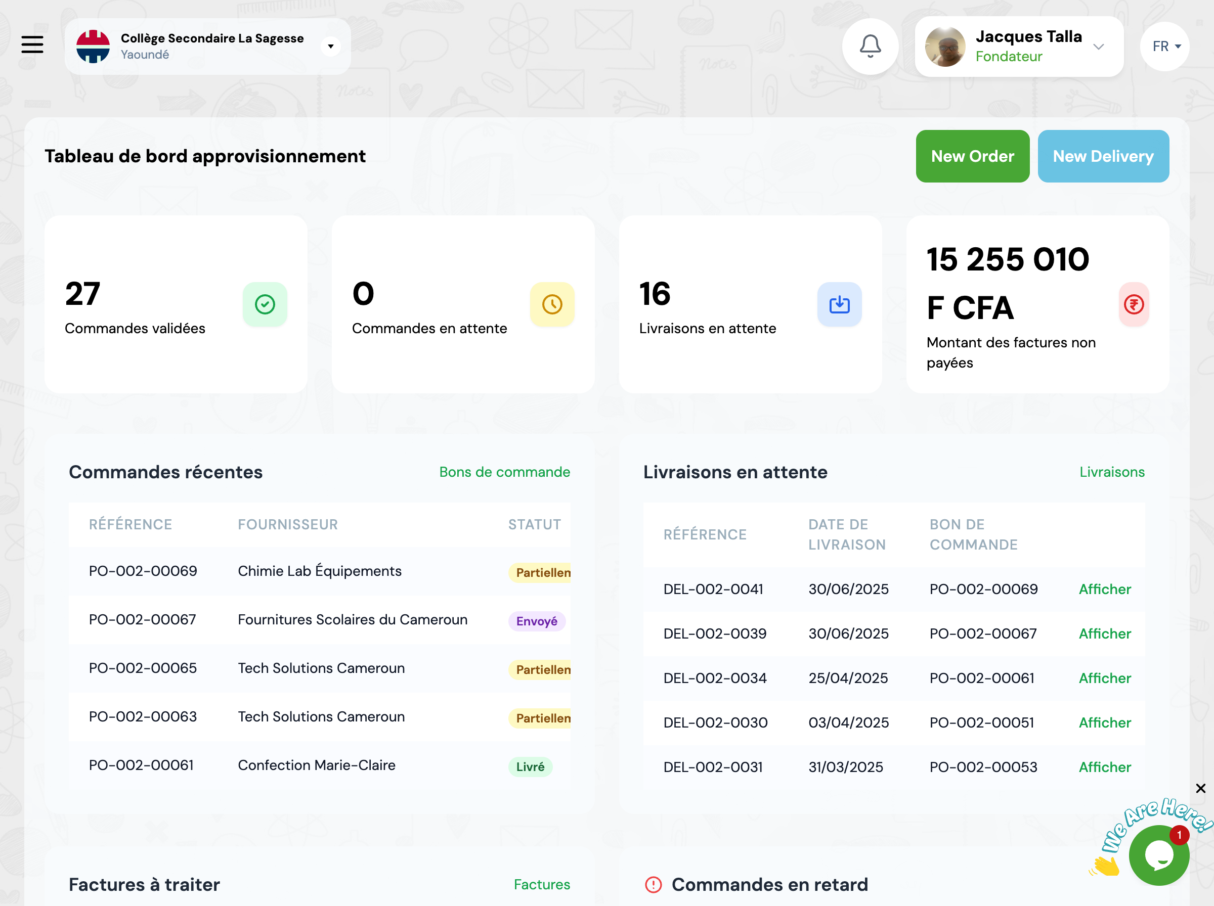 📸 Capture d'écran : Vue d'ensemble du tableau de bord