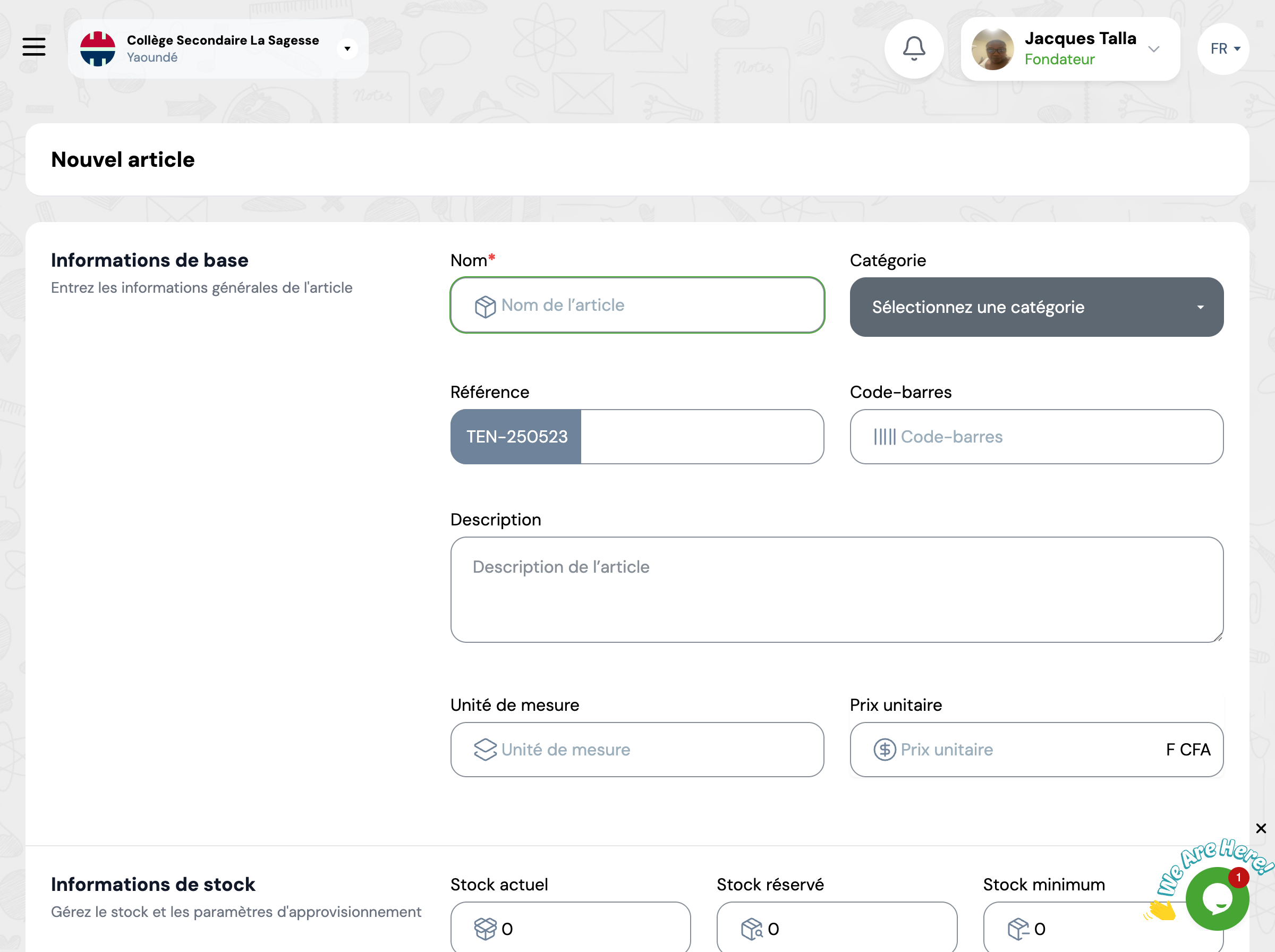 [CAPTURE D'ÉCRAN : Formulaire de création d'un article - Informations générales]